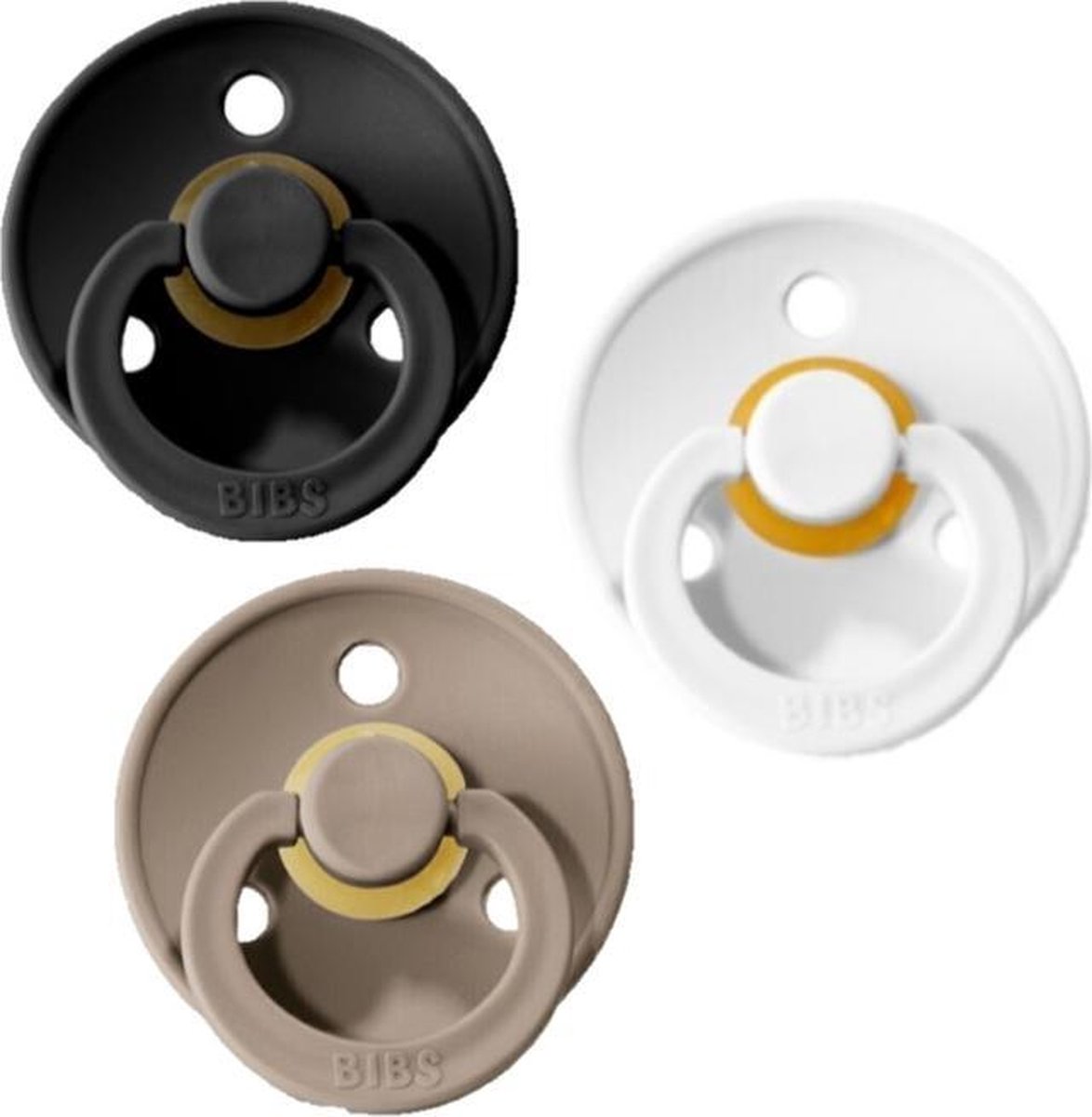 Goedkoopste Bibs Fopspeen 3 stuks 0-6 maanden |Black, White en Dark Oak| Maat 1 | Speen
