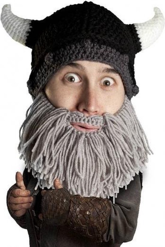 Politiebureau De kamer schoonmaken procent Gebreide viking muts met grijze baard | bol.com