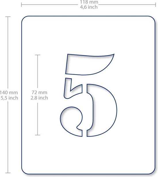 QBIX Cijfersjablonen Set - 11,8 x 14cm - Industriële Cijfers & Symbolen - Cijfers zijn 7,2cm hoog - QBIX