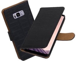 BestCases.nl Samsung Galaxy S8+ Plus Krokodil booktype hoesje Zwart