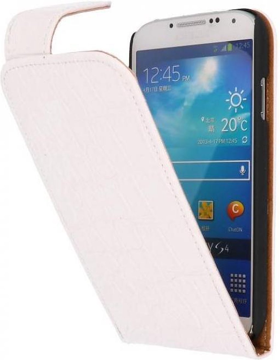 Croco Classic Flipcase Hoesjes - Geschikt voor Samsung Galaxy S4 i9500 Wit