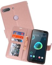 Wallet Cases Hoesje Geschikt voor HTC Desire 12 Plus - Roze