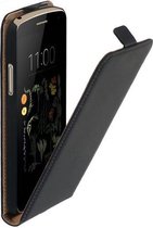 Zwart lederen flip case voor LG K5 case Telefoonhoesje