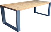 Eettafel "New Orleans" antraciet industriële tafel vierkante poot 90/200cm - eetkamertafel - eettafel hout