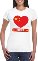 China hart vlag t-shirt wit dames L
