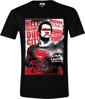 Batman v Superman - Superman Wanted Poster Mannen T-shirt - Zwart - XL