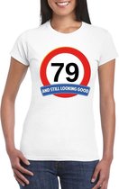 Verkeersbord 79 jaar t-shirt wit dames L