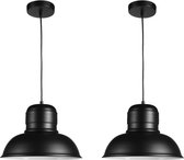 Dubbele Industriële Hanglamp Set - Landelijk Eetkamer Eettafel Lamp - Hang Lamp - Industrieel Rond - Zwart