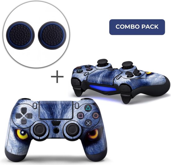 Wolf Eyes Combo Pack – PS4 Controller Skins PlayStation Stickers + Thumb Grips