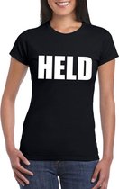 Held tekst t-shirt zwart dames XS