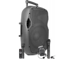 Mobiele party speaker - Vonyx AP1200PA - 600 Watt - 2 handmicrofoons - 1 headset microfoon - Bluetooth - USB - SD