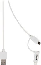 Valueline Lightning en Micro USB naar USB combi-kabel - wit - 1 meter