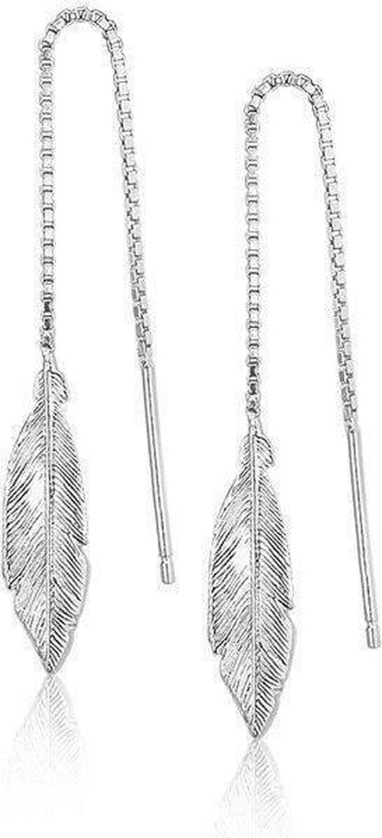 Montebello Oorbellen Daboecia - 925 Zilver Gerhodineerd - Veer - 5x60mm