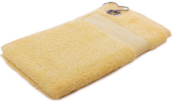 Arowell Golfhanddoek met clip 55 x 30 cm – 500 Gram – Crème geel (1 stuks)