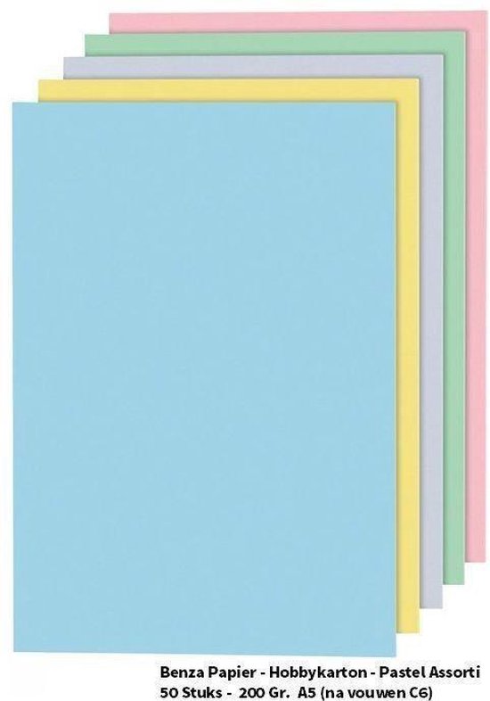 Zachte voeten Leer Modieus Benza Papier - Gekleurd Hobbykarton 200 Gr. (Gram) - A5, Pastel Assorti, 50  Stuks... | bol.com