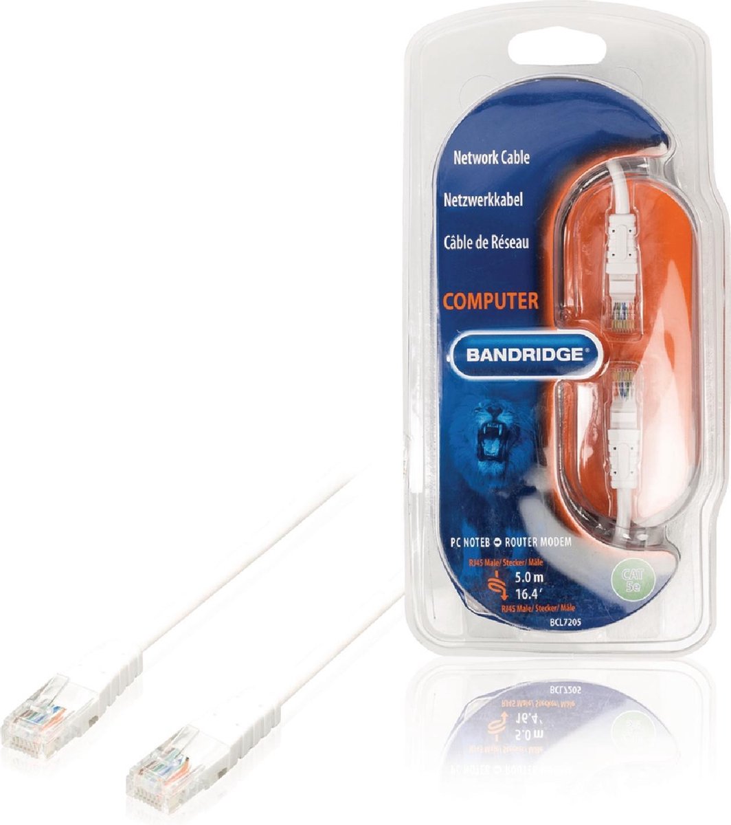 Bandridge BCL7205 - Netwerkkabel - RJ45 - 5 m - Wit