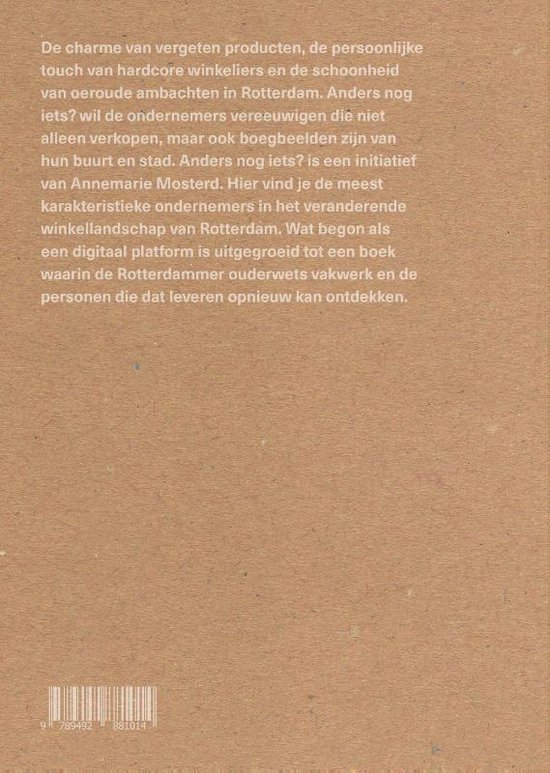 Tekst over Rotterdamse ondernemers en winkels op bruin karton.