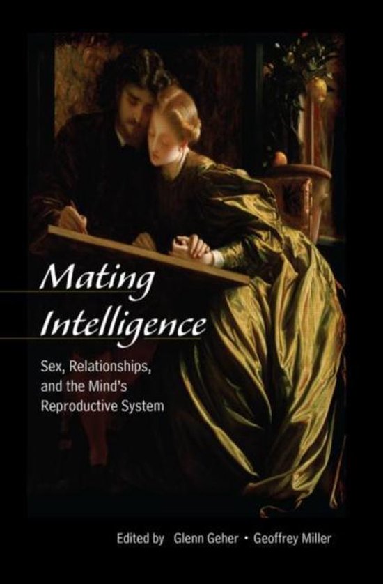 Boekomslag Mating Intelligence: Sex, Relationships, and the Mind's Reproductive System, met een schilderij van een koppel dat samenwerkt.