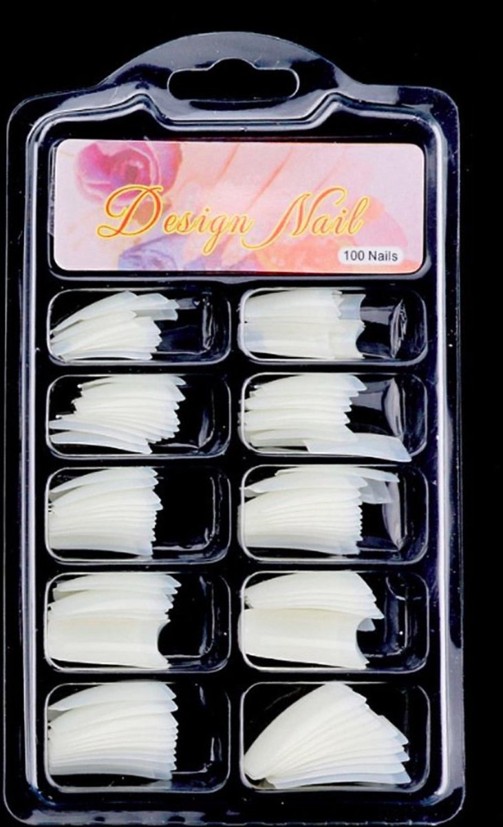 Goedkoopste 100 Nageltips Naturel - Kunstnagels Nepnagels set van 100 stuks diverse maten
