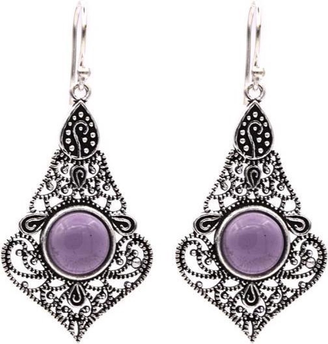 Yogi & Yogini naturals Oorbellen met amethist (4x2.5 cm)