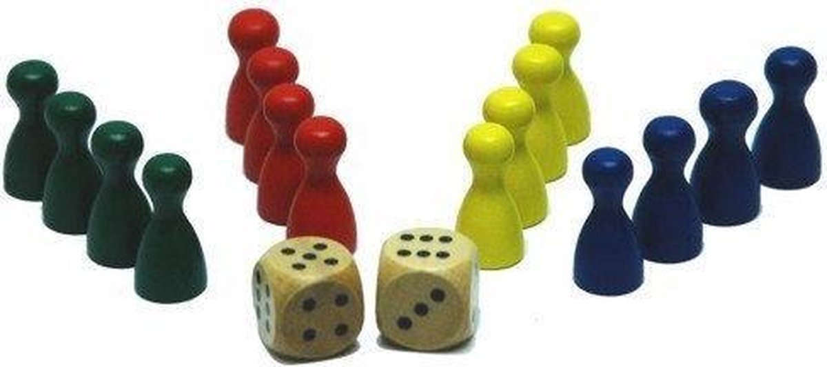 Pionnen Set 4x4 kleuren + 2 Dobbelstenen