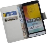 HC Wit LG L Bello Bookcase Wallet case Telefoonhoesje