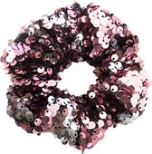 Kraagjeskopen.nl® Scrunchie 1 stuks Roze Pailletten Exclusief Feestelijk Kerst - Haarelastiek Haarwokkel - Kerstmis