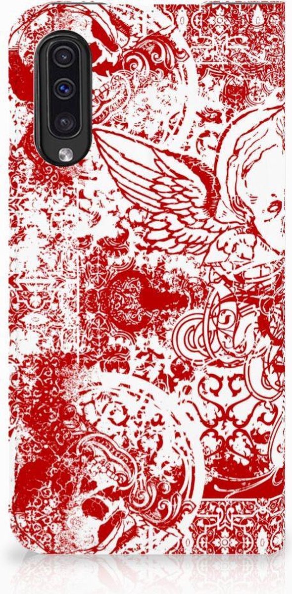 Mobiel BookCase Samsung Galaxy A50 Angel Skull Rood