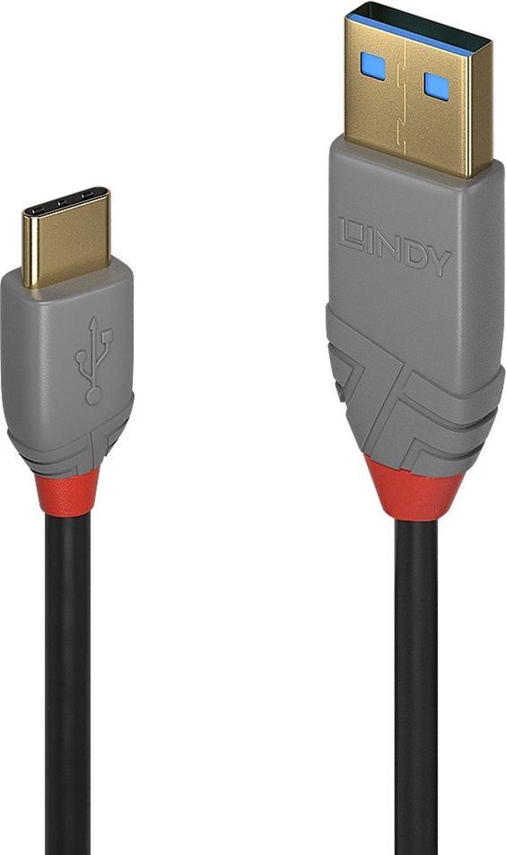 LINDY 36887 USB-kabel USB 2.0 USB-A stekker, USB-C stekker 2.00 m Zwart