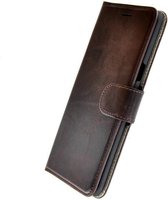 Echt Lederen Wallet Bookcase Samsung Galaxy S8 Plus met de handgemaakte Donkerbruin Leren Pearlycase® Telefoonhoesje