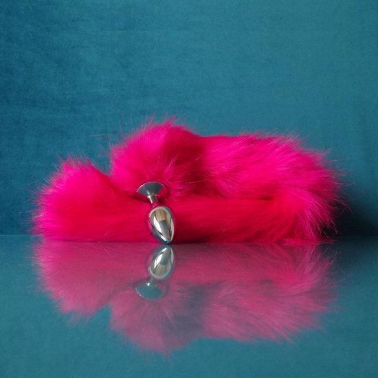 Kleine buttplug met lange staart - 75 cm - Roze - Maat S - Anaal plug met donker roze staart - PinkPonyClubnl