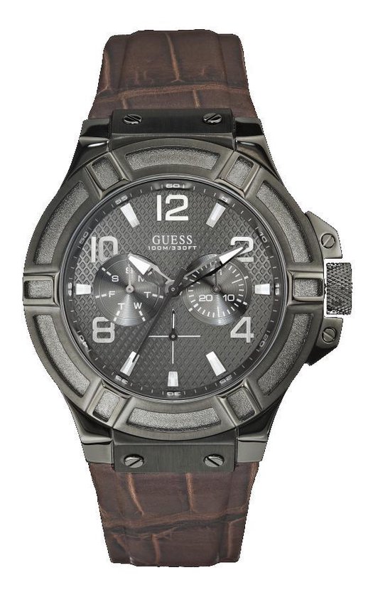 Guess Mens Sport Rigor W0040G2 - Horloge - 45 mm - Bruin | bol.com