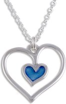 Zilveren hanger Blue heart , heart zilveren sieraden