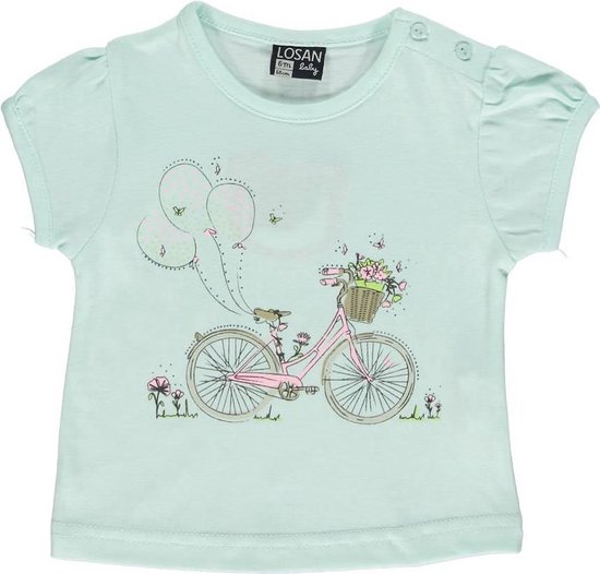 Appal Viskeus Lauw Losan babykleding - Shirt mintgroen met opdruk fiets - S52 - Maat 68 |  bol.com
