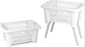 Wasmand met uitklapbare poten in Wit