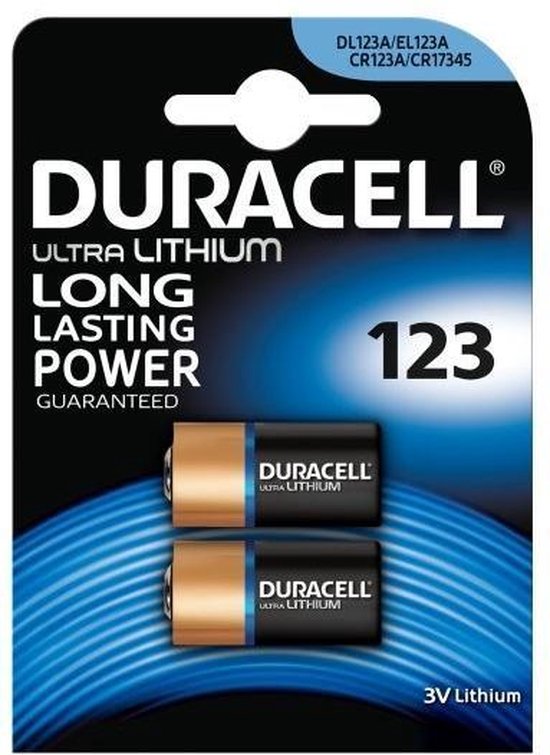 6 pièces (3 blisters a 2 pcs) - Pile au lithium Duracell CR123 CR123A 3V  (Duo Pack)