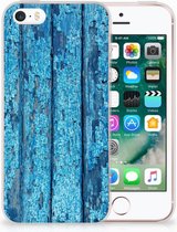 iPhone SE | 5S Uniek TPU Hoesje Wood Blue