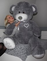 Knuffelbeer - met hart - 190 cm - grijs