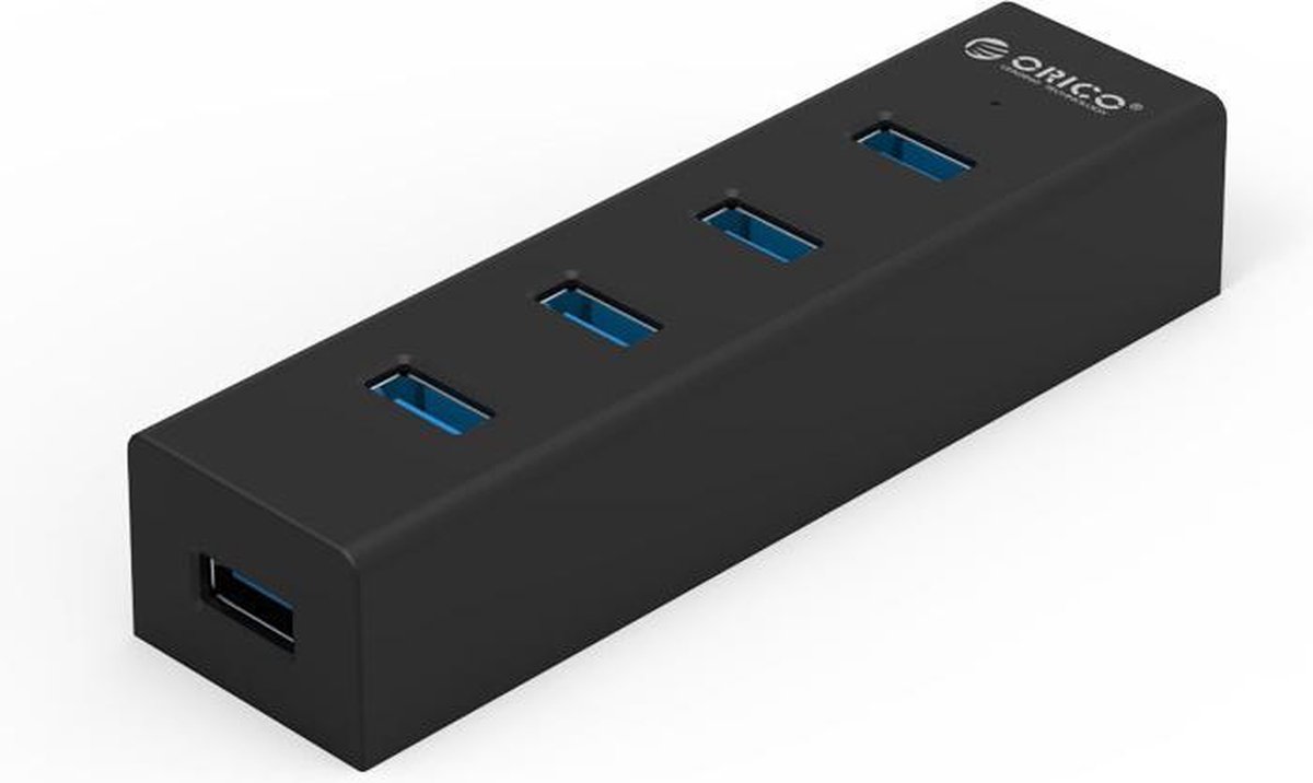 Orico - Matzwarte USB3.0 Hub met 4 type-A Poorten - voor Windows XP/Vista/7/8/8.1/10, Linux en Mac OS - 5Gbps - VIA-chip