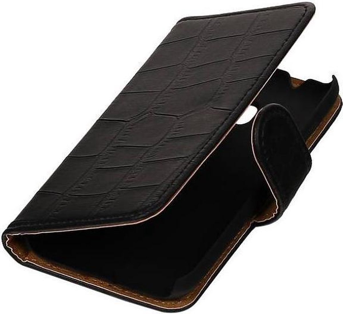 Krokodil Bookstyle Hoes Geschikt voor Samsung Galaxy J1 mini (2016) J105F Zwart