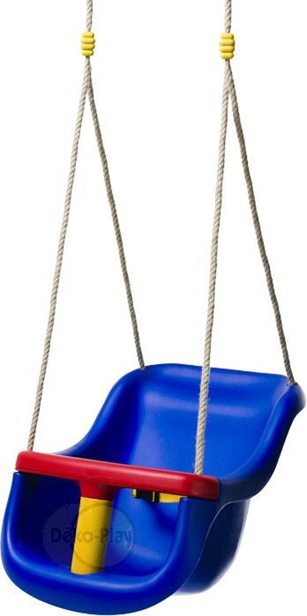 Déko-Play peuter schommel de luxe Blauw met inlegkussen blauw en PH touwen.