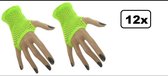 12x Paar Nethandschoen kort vingerloos fluor groen