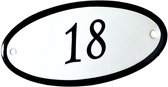 Emaille huisnummer ovaal nr. 18 10x5cm