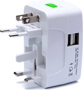 Saizi Universele Wereldstekker met 2 USB Poorten  - Internationale Reisadapter Voor meer dan 150 landen -wereld adapter wit