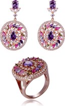 Orphelia SET-7428/RG/52 - Juwelenset: Oorbellen + Ring - 925 Zilver Rosé - Zirkonia / Colored Stones - Ringmaat 52
