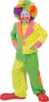 Clownkostuum | Fluo met stippen | Jongen | Maat 140 | Carnaval kostuum | Verkleedkleding