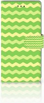 Geschikt voor Samsung Galaxy Note 8 Bookcase hoesje Design Waves Green