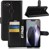 DrPhone Google Pixel 3 Flipcover - Bookcase - Luxe booktype PU Lederen Portemonnee Case – Wallet Case met Kickstand – Zwart