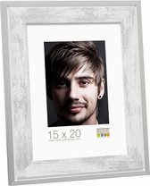 Deknudt Frames Fotokader hout, wit met zilverrand, smalle versie van S877E1