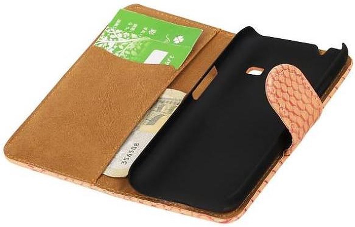 Slang Bookstyle Hoes - Geschikt voor Samsung Galaxy J1 mini (2016) J105F L.Roze